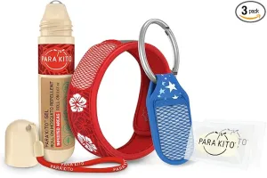 PARA'KITO Mosquito Repellent Bundle - 1 Roll-on | 1 Wristband | 1 Clip (Roll-on   Hawaii   Blue)