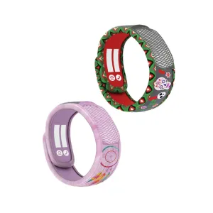 PARA’KITO® Mosquito Repellent Kids Double Wristband - Dark Roses / Feather