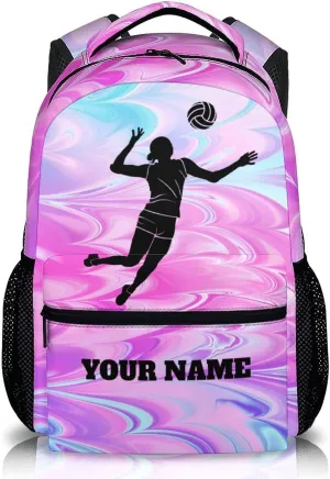 Personalized Volleyball Backpack for Kids 3-10, Cute Bookbag for Girls Boys, School Backpack for School Travel Swimming Camping