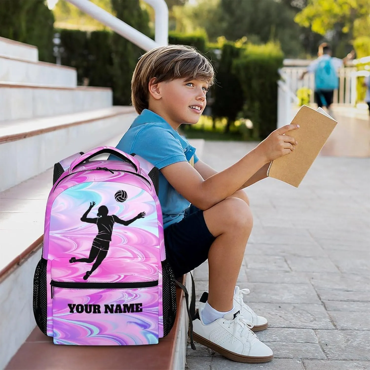 Personalized Volleyball Backpack for Kids 3-10, Cute Bookbag for Girls Boys, School Backpack for School Travel Swimming Camping