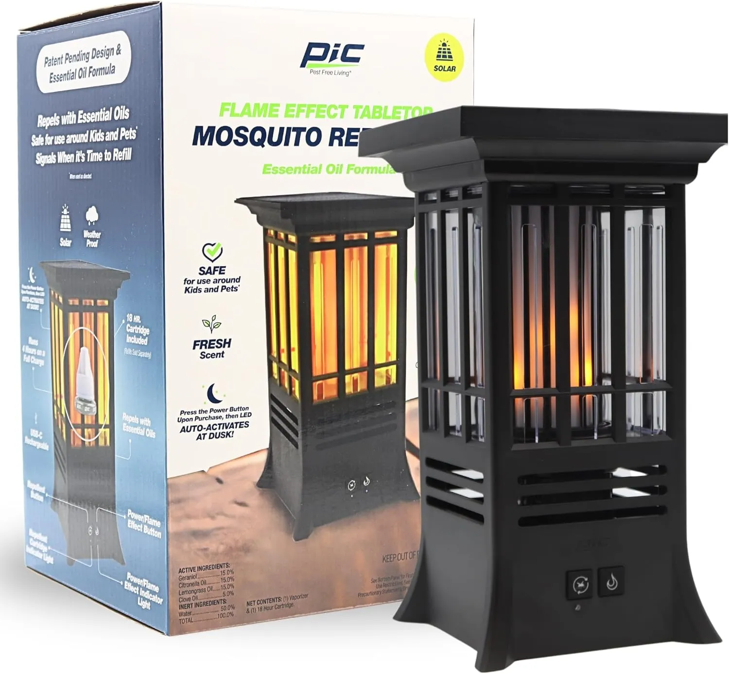 PIC Solar Flame Effect Tabletop Mosquito Repellent