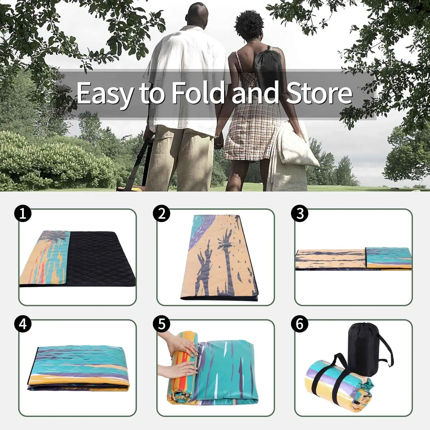 Picnic Blankets 60x80 Sand Repellent Water Resistant Padded Couples Beach Blankey Dogs Backseat Covers Campers Europe Travel Trailer Equipment Outdoorsy Birthday Gift for Girlfriend Teen Kids