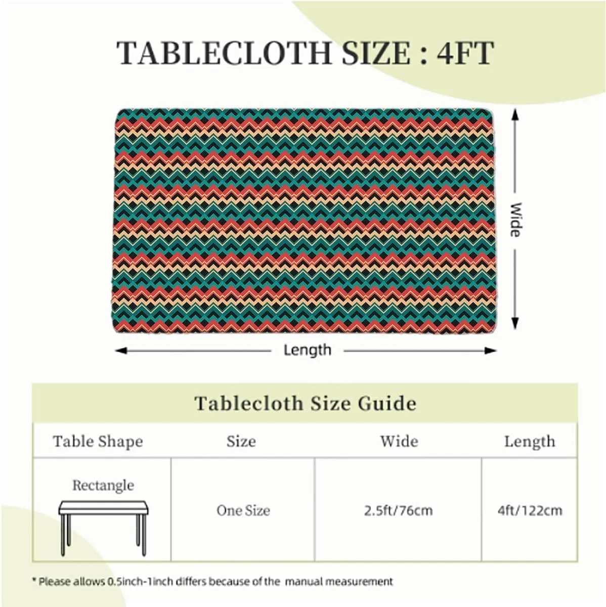 Pink Turquoise Light Yellow Rectangle Table Cloth Cover, Arrows Modern Trendy Washable Picnic Table Cover Indoor Outdoor Elastic Tablecloth Abstract Fits up 4 Foot Tables