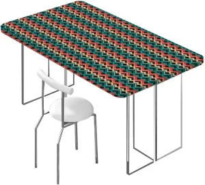 Pink Turquoise Light Yellow Rectangle Table Cloth Cover, Arrows Modern Trendy Washable Picnic Table Cover Indoor Outdoor Elastic Tablecloth Abstract Fits up 4 Foot Tables