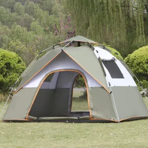 Pop-up Camping Tent for 3-4 People Automatic Tent Camping Instant Tent 2 Doors and 2 Windows Waterproof and Windproof Camping Hiking Mountaineering