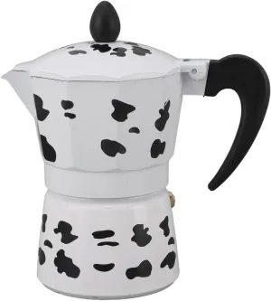 Portable Cow Pattern Aluminum Coffee Pot with Rich Mellow Taste, for Camping and Outdoor Adventures, Hand Brewed Pot (3 Cups 150ML)