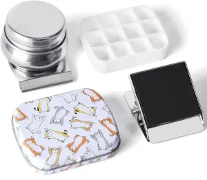 Portable Mini Tin Box,12-Well Empty Watercolor Palette,Small Paint Storage Travel Artist Outdoor Sketch Watercolor Kits with Magnetic Clip and Oil Pot .Lying Cat