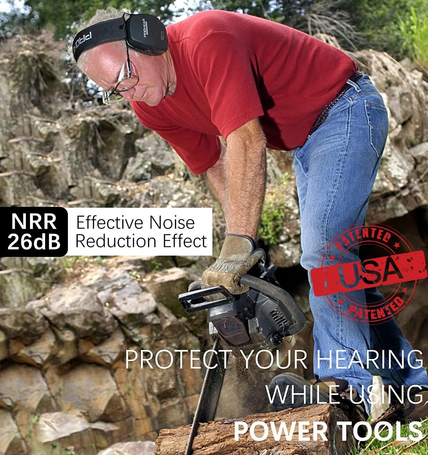PROHEAR 016 Ear Protection Safety Earmuffs for Shooting, NRR 26dB Noise Reduction Slim Passive Hearing Protector with Low-Profile Earcups, Compact Foldable Ear Defenders for Gun Range, Hunting (Black)