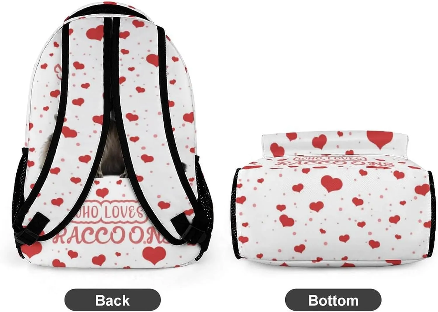 Raccoon School Backpack for Kids Girls Boys, 16 Inch Raccoons Bookbag, School Backpack for Students Children