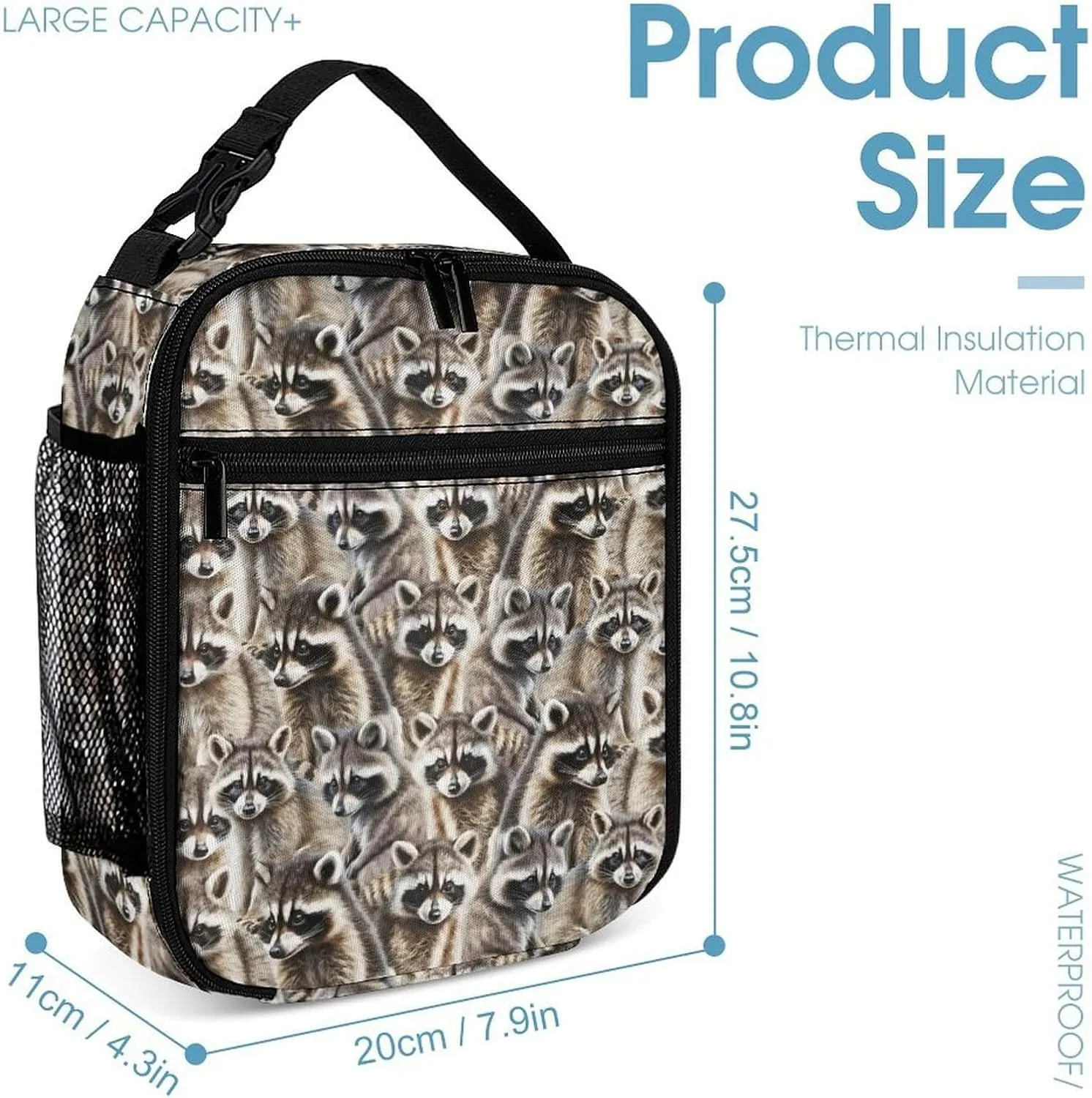 Raccoon School Backpack for Kids Girls Boys, 16 Inch Raccoons Bookbag, School Backpack for Students Children