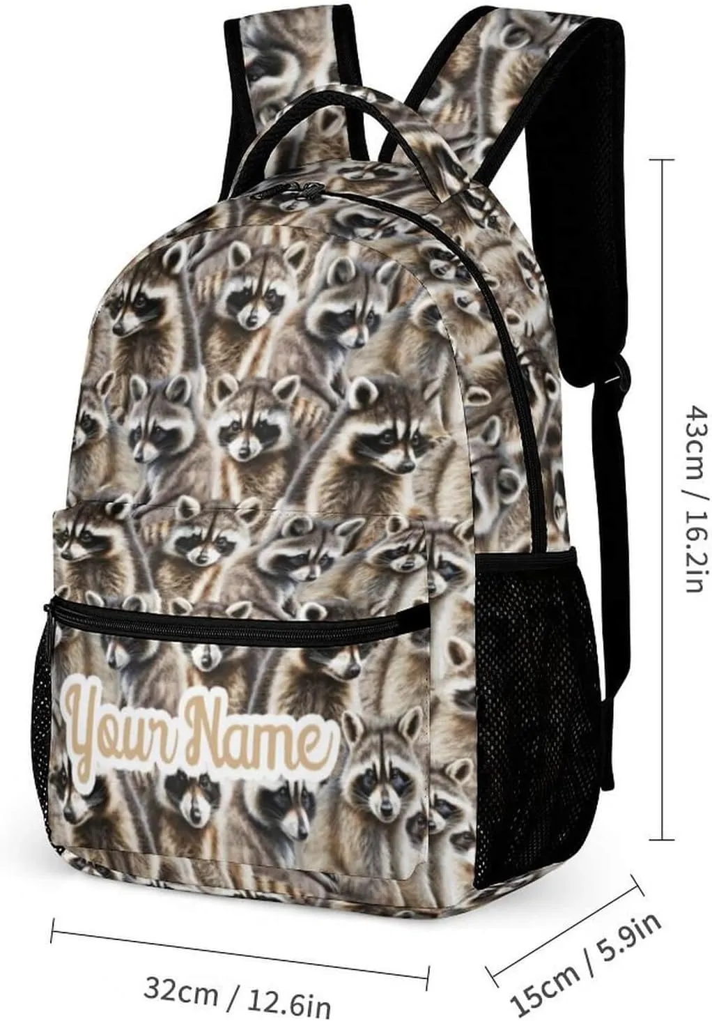 Raccoon School Backpack for Kids Girls Boys, 16 Inch Raccoons Bookbag, School Backpack for Students Children