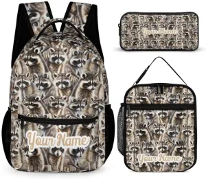 Raccoon School Backpack for Kids Girls Boys, 16 Inch Raccoons Bookbag, School Backpack for Students Children