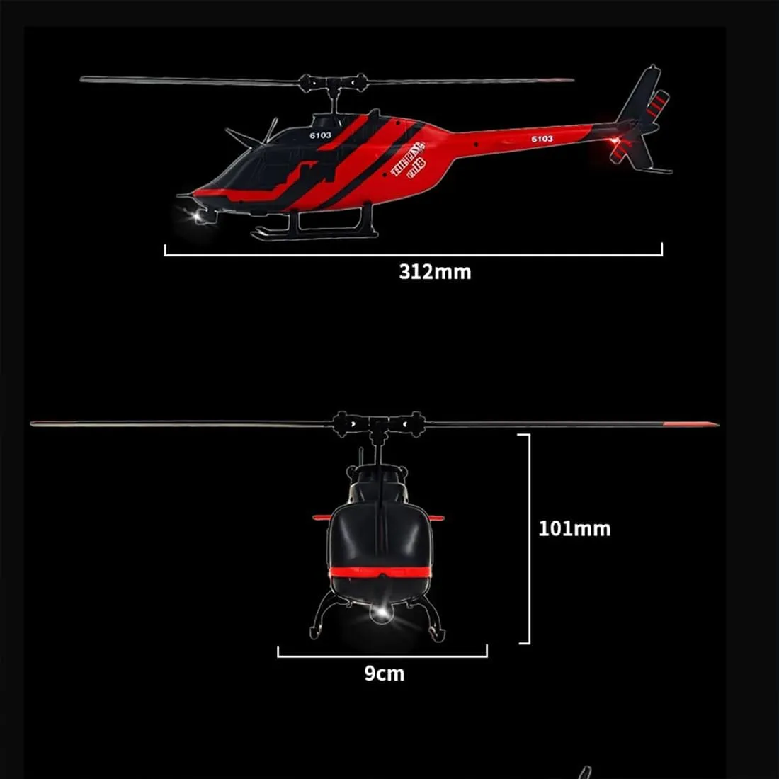RC ERA C138 Bell 206 6CH RTF RC Helicopter, 1/33 Scale 2.4G Remote Control 6-Axis Gyro Aileron-Free Single Rotor with Altitude Hold Optical Flow Positioning for Adult, 3 Battery