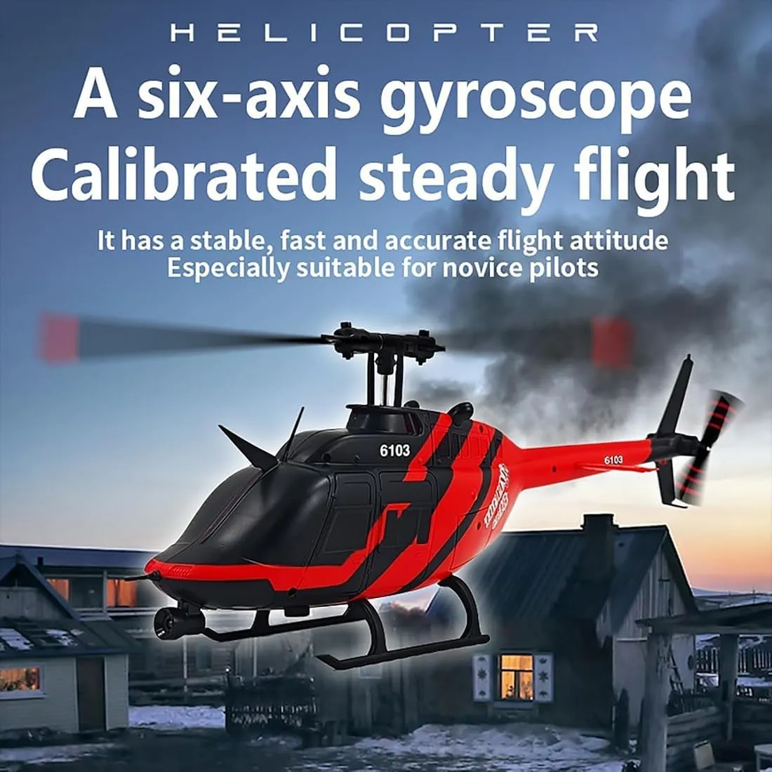 RC ERA C138 Bell 206 6CH RTF RC Helicopter, 1/33 Scale 2.4G Remote Control 6-Axis Gyro Aileron-Free Single Rotor with Altitude Hold Optical Flow Positioning for Adult, 3 Battery