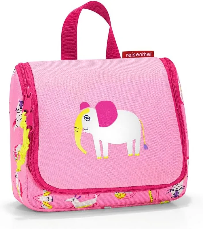 reisenthel Toiletbag S Kids, Small Hanging Travel Toiletry Organizer, ABC Friends Pink