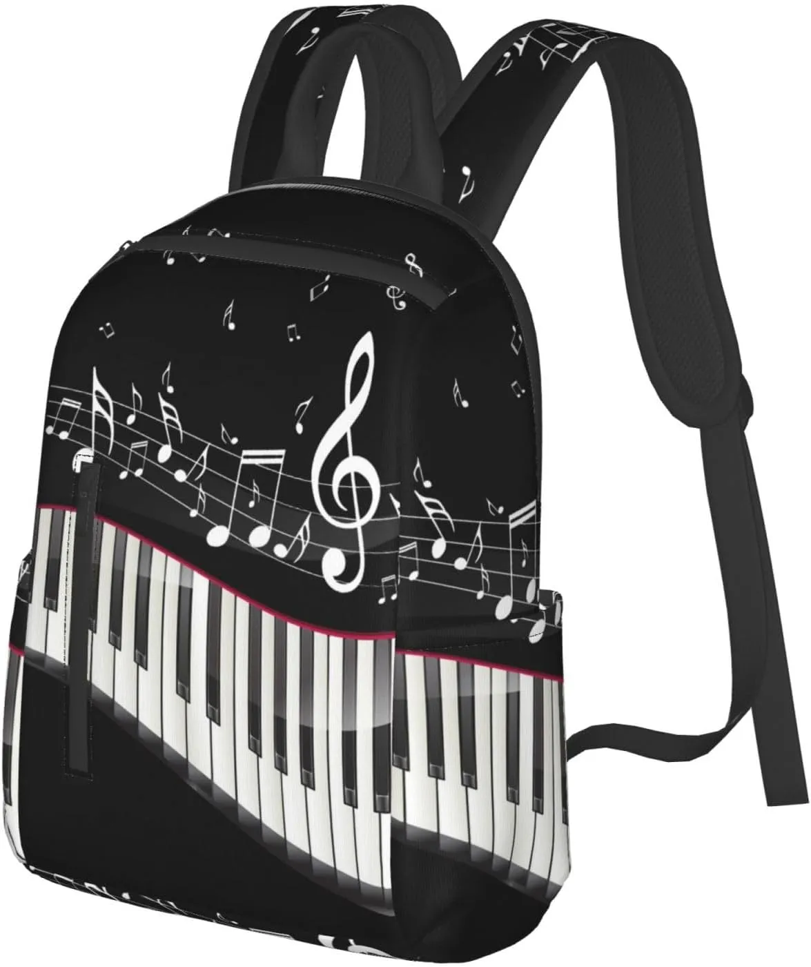 RIMENCH Men Women Bookbag Black and White Piano Keys with Musical Notes Laptop & Tablet Backpack For Travel, & Work