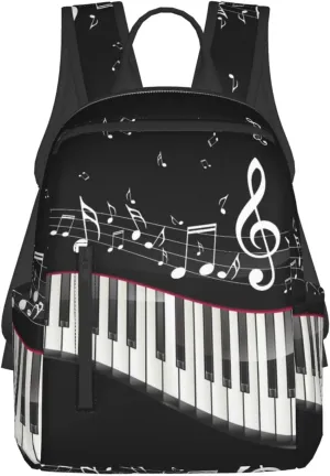 RIMENCH Men Women Bookbag Black and White Piano Keys with Musical Notes Laptop & Tablet Backpack For Travel, & Work