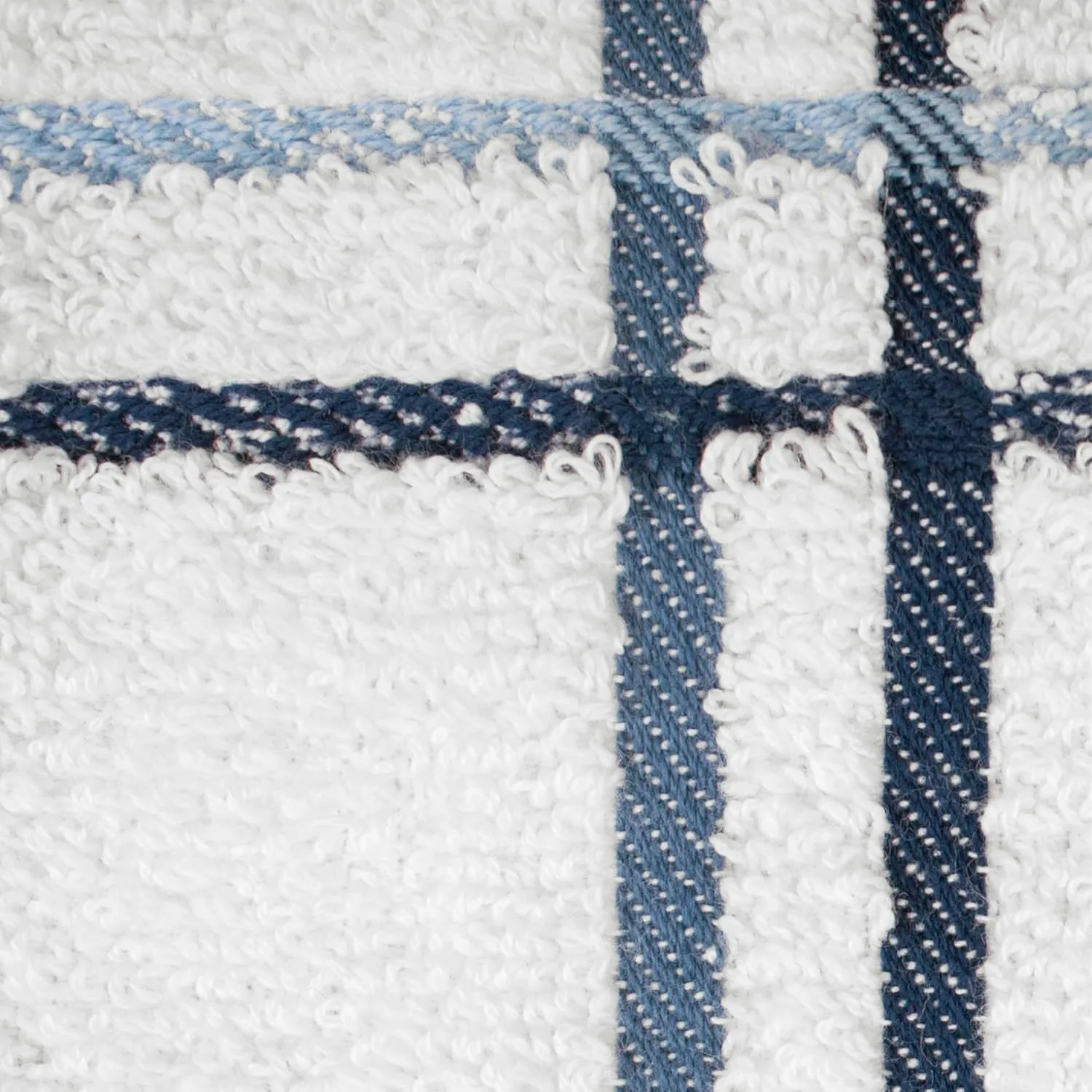 Ritz Premium 100% Cotton Solid and Multi Check Kitchen Tie Towel Absorbent, Super Soft, and Fast Drying Hang Towel, Set of Three, Federal Blue