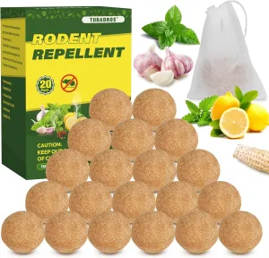 Rodent Repellent, 20Pack Peppermint Oil to Repel Mice and Rats, Squirrel Repellent for Cars, Mouse Repellent for Indoor/Outdoor, Garden Use