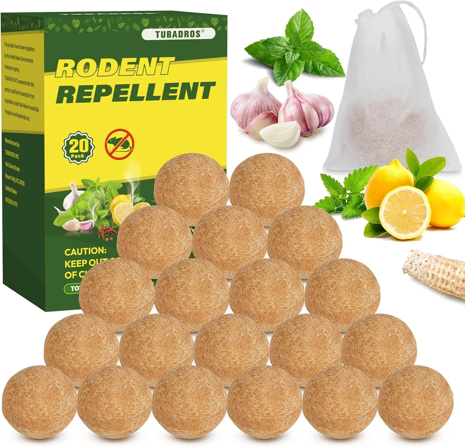 Rodent Repellent, 20Pack Peppermint Oil to Repel Mice and Rats, Squirrel Repellent for Cars, Mouse Repellent for Indoor/Outdoor, Garden Use