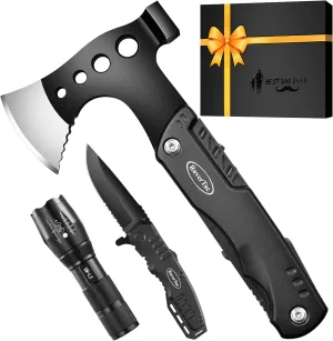 RoverTac Tools Set for Dad Gifts, 11-in-1 Multitool Axe, LED Flashlight & Tactical Knife in a Gift Box with "BEST DAD EVER", Unique Gift for Dad on Father’s Day, Birthday, Christmas & Retirement