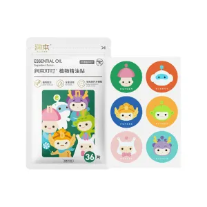Runben Dingding Essential Oil Patches - Classic Cartoon Design, 36 Pieces