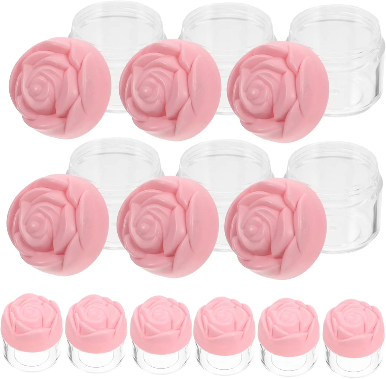 SaditY 12pcs Bottled eye cream jar lip balm container body scrub containers empty lotion containers rose shaped cream containers facial cream container lip balm jars plastic travel Glass, Pink