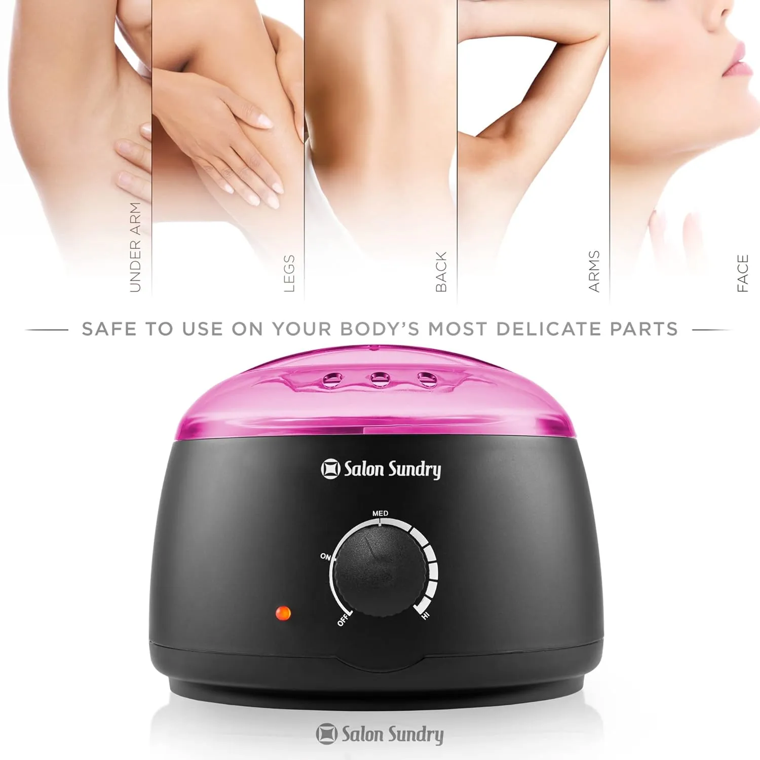 Salon Sundry Portable Electric Hot Wax Warmer Machine for Hair Removal - Black with Pink Lid