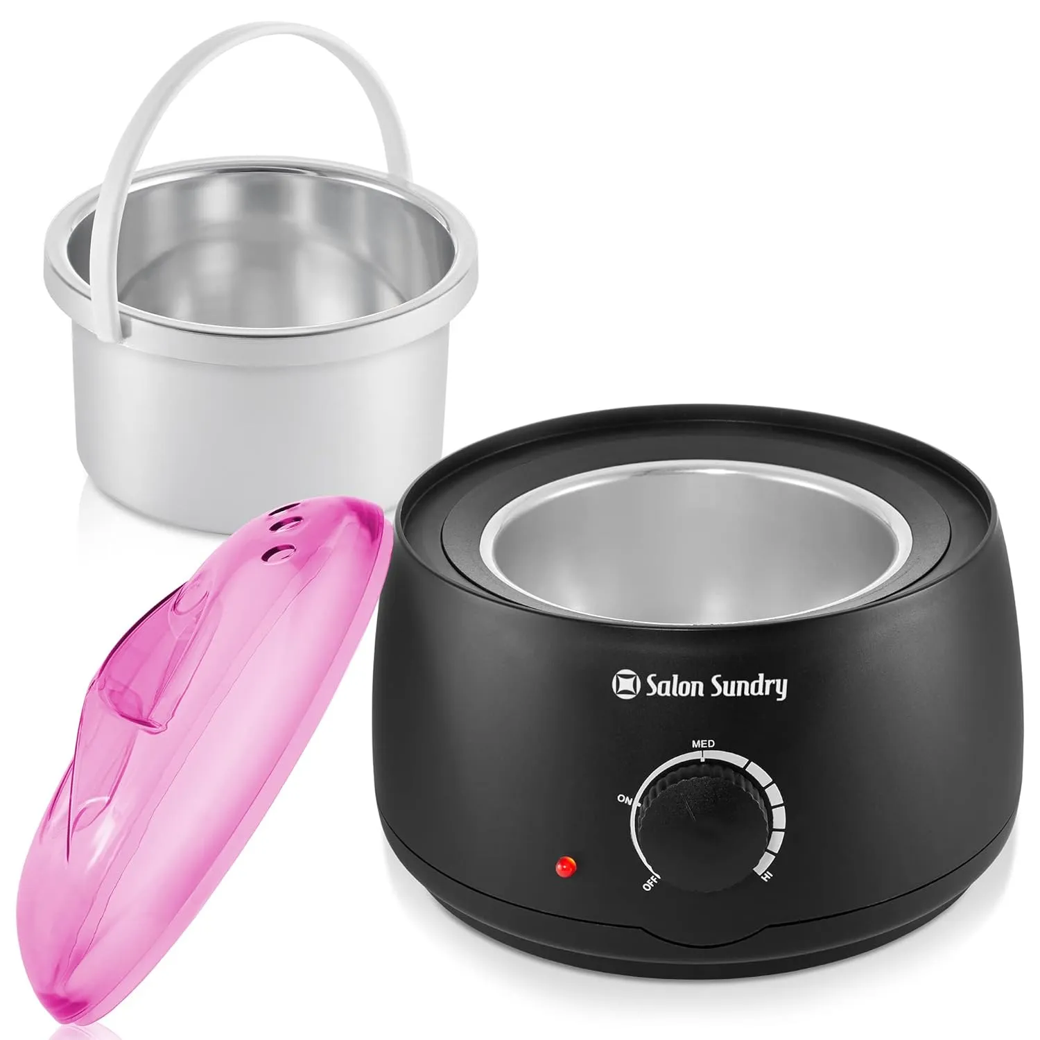 Salon Sundry Portable Electric Hot Wax Warmer Machine for Hair Removal - Black with Pink Lid