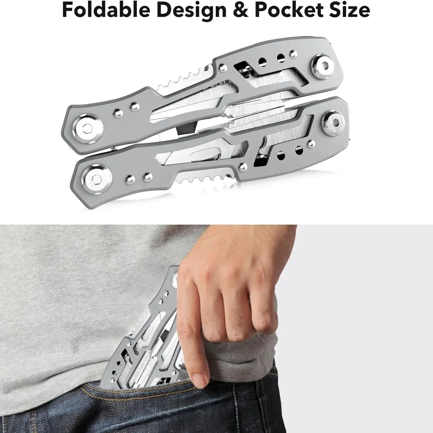 SANKE RESCUE 14-in-1 Portable Multitool with Pliers and Knife for Camping and Survival