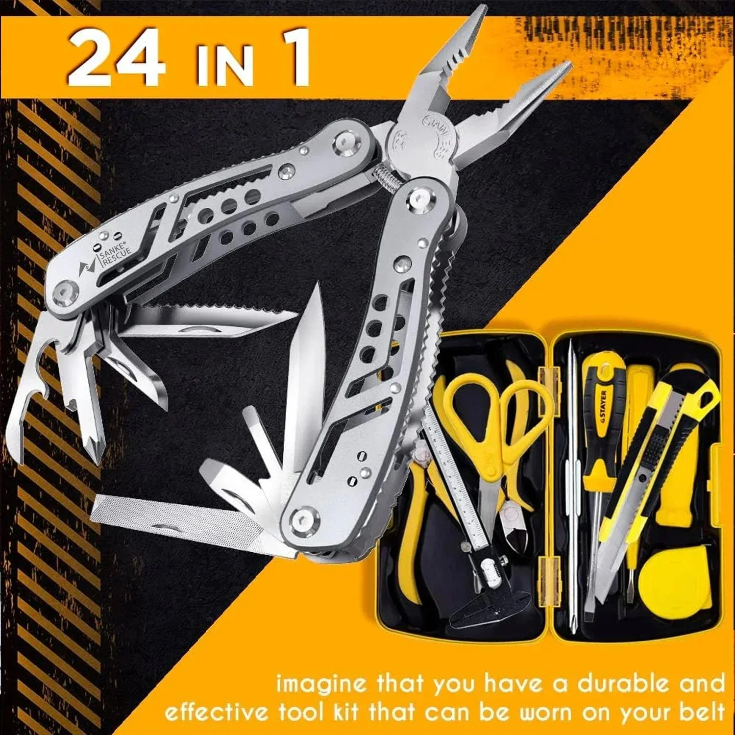 SANKE RESCUE 24-in-1 Multitool Pliers for Survival, Camping, and Hunting