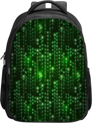 SARA NELL Programmer Green Matrix Binary Code Backpack for Boys Girls, Durable Bookbag with 2 Main Compartment, Side Pockets, Kindergarten Elementary Backpack, 15.7 Inches…