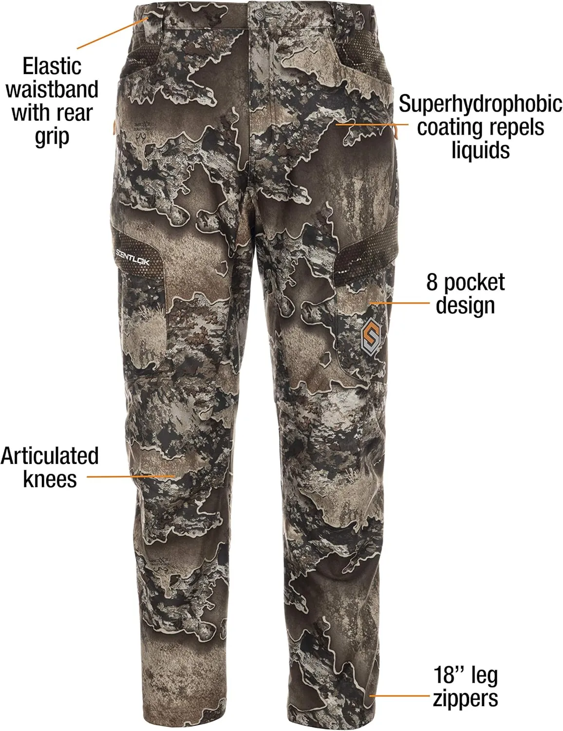 ScentLok Forefront Camo Hunting Pants - Midweight & Water Repellent Pants with Carbon Alloy Odor Reducing Technology
