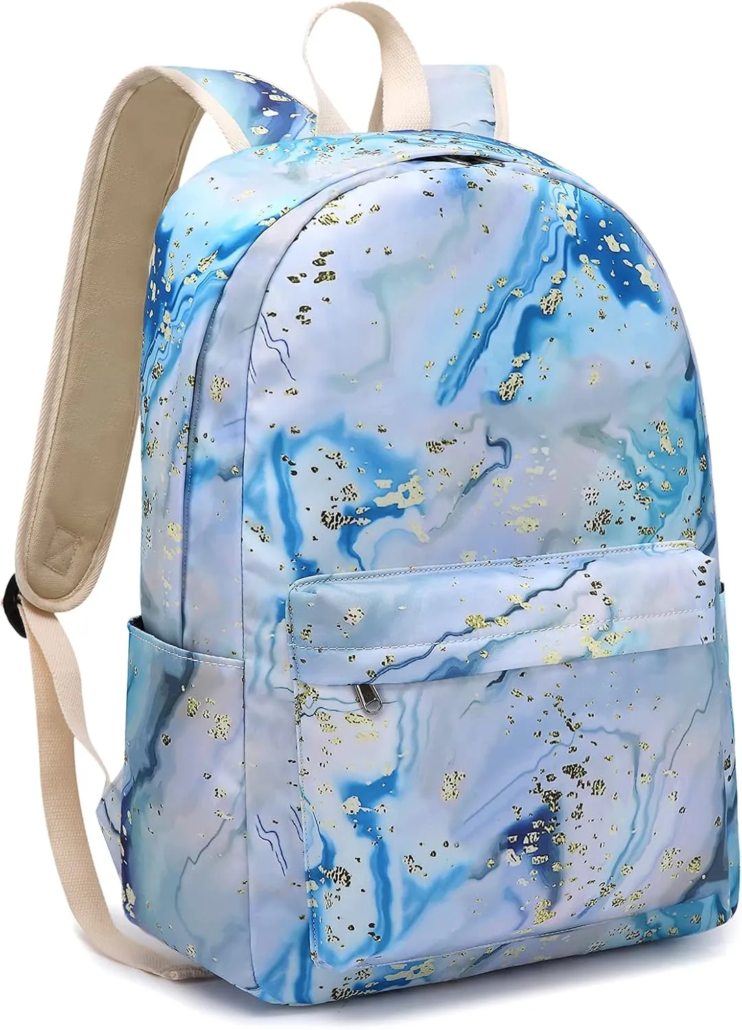 School Backpack for Teen Girls Women Laptop Backpack Marble College Bookbags Middle School Travel Work Commuter Back Pack(Marble Blue)
