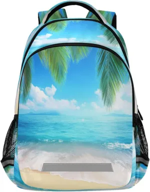 Sea Beach Palm Tree Design Waterproof Backpack - Casual Outdoor Sports Daypack with Ergonomic Shoulder Straps#232