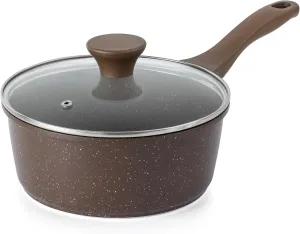 SENSARTE Saucepan Nonstick with Lid 1.5 Quarts Granite Coating Sauce Pot Small Kitchen Cooking Pot, Induction Comptable, PFOA Free
