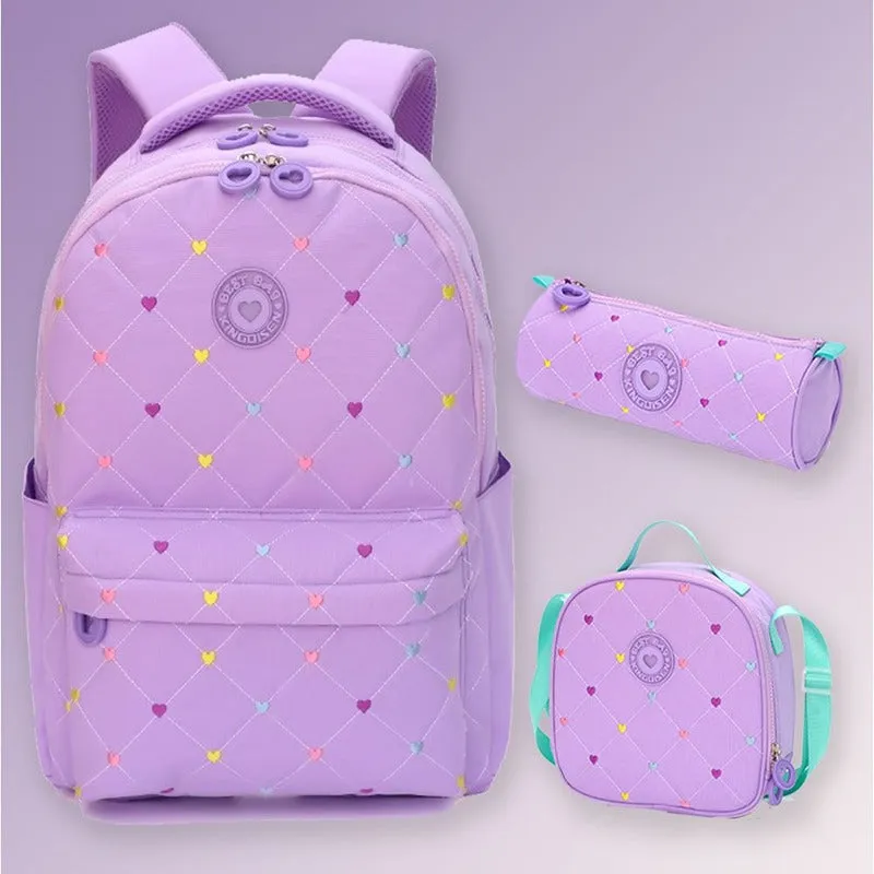 Set of 3 Mini Heart Matching Backpack, Lunch Bag & Stationery Pouch (8 Years till Grown Ups)