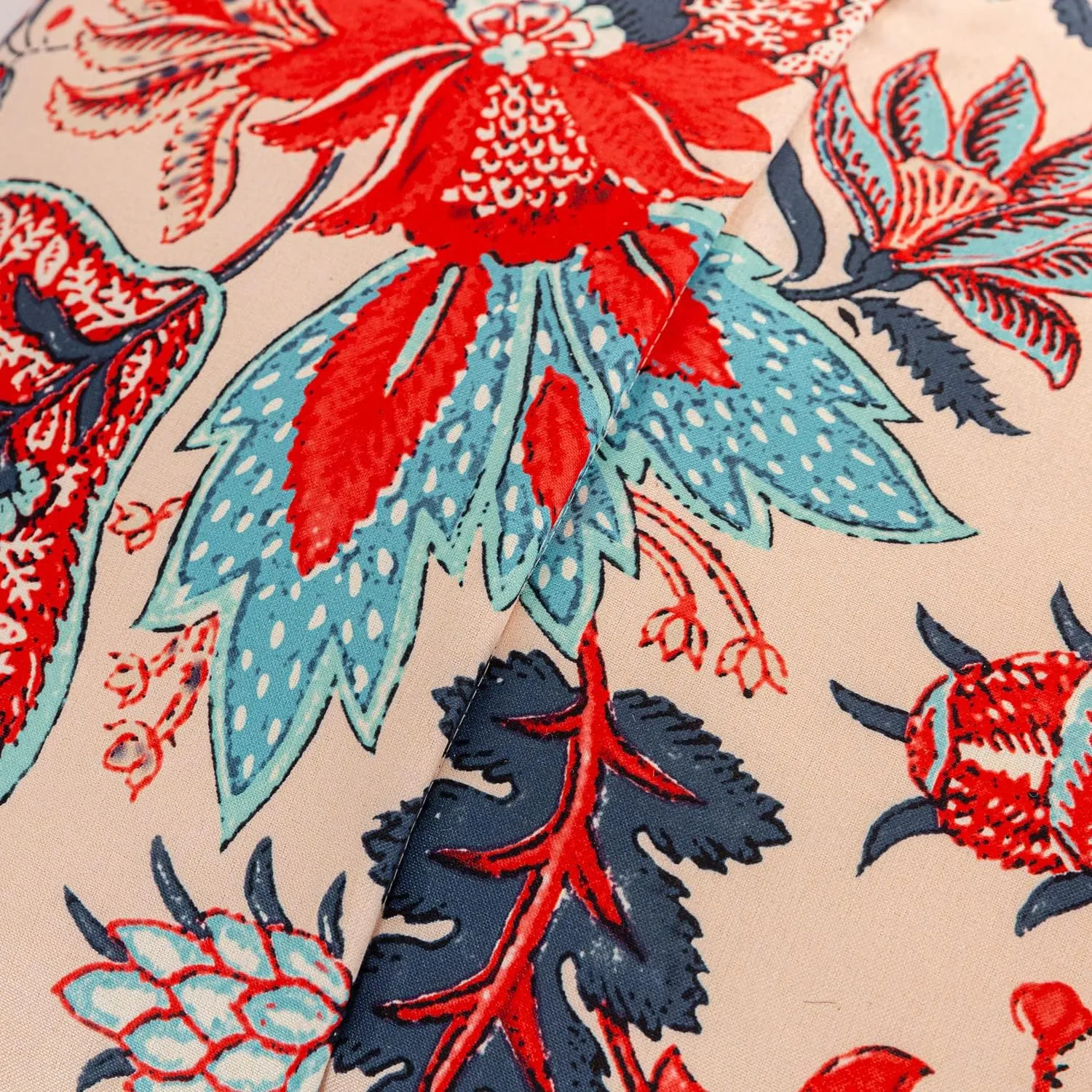 Set of 4 Outdoor Dining Chair Cushions, Comfort Patio Seating Cushions, 44 x21x4.5 inch, Single Welt and Zipper, (4, Blue and Red Leaves)