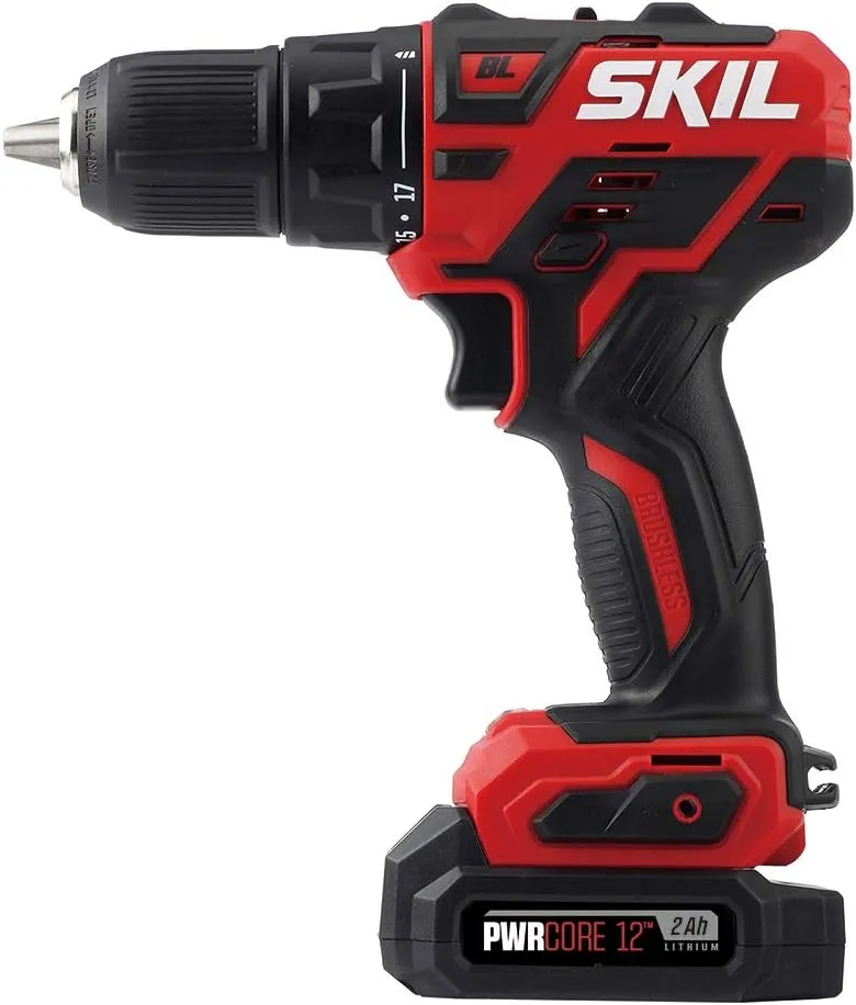 SKIL 3-Tool Kit: PWRCore 12 Brushless 12V 1/2 Inch Cordless Drill Driver, Oscillating MultiTool and Area Light, Includes 2.0Ah Lithium Battery and Standard Charger - CB738701