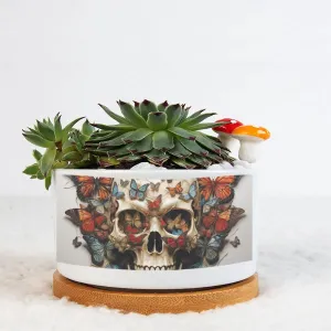 Skull Butterflies Single Side Printing Flowerpot