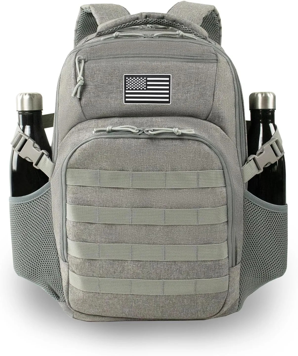 Small Military Tactical Backpack for Men, Travel Hiking Backpack with Bottle Holder, 25L Laptop Backpack for Work, College Computer Bag Fits 15.6/14.3 Inch Laptop and Notebook - Gray