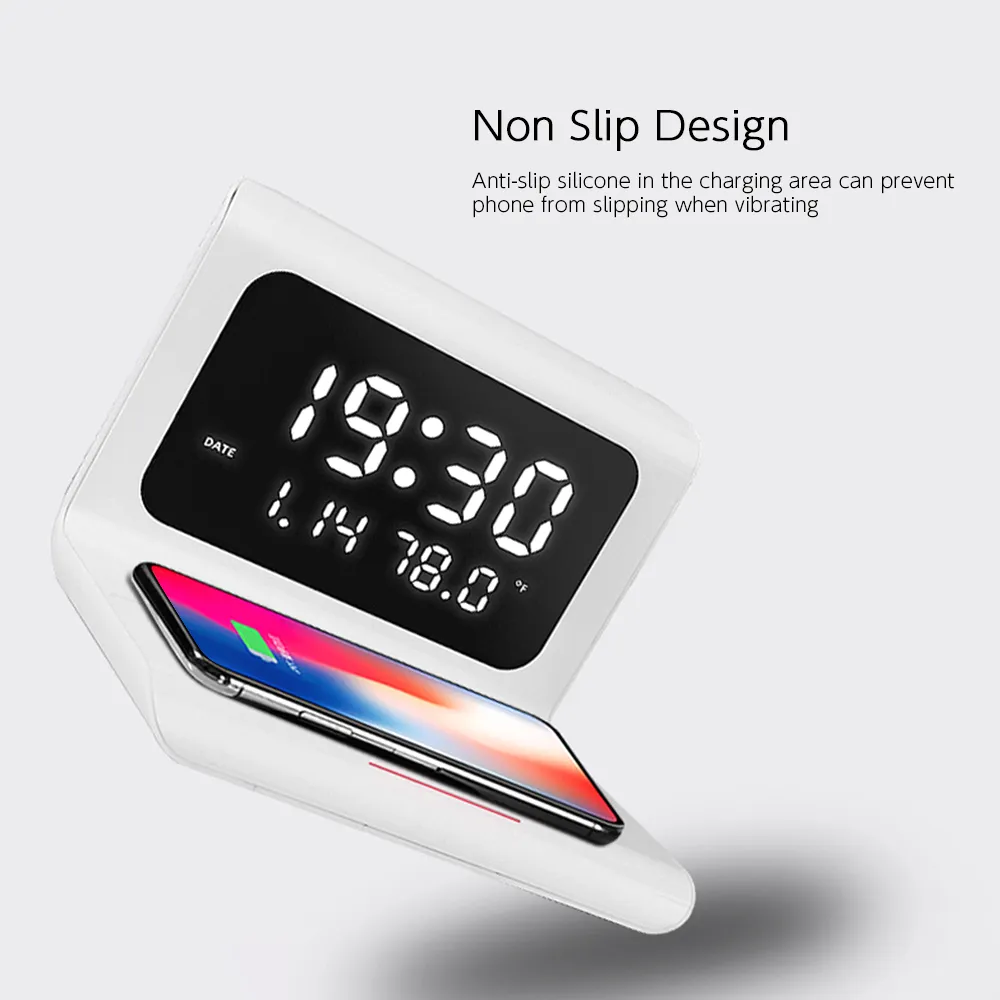 Smart Wireless Phone Charging Station with Digital Alarm Clock
