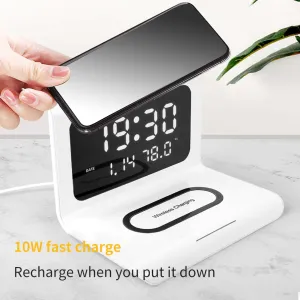 Smart Wireless Phone Charging Station with Digital Alarm Clock