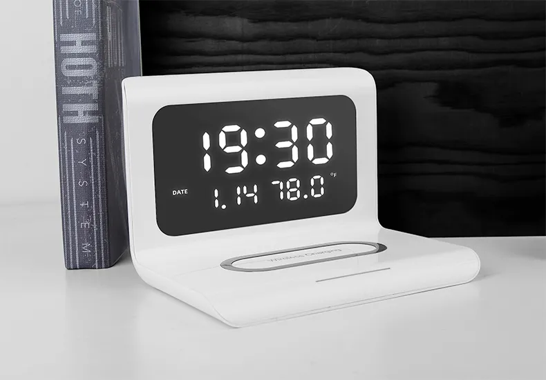 Smart Wireless Phone Charging Station with Digital Alarm Clock