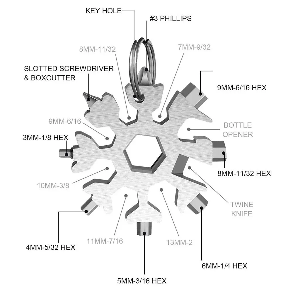 Snowflake Hex Wrench Keyring Multitool