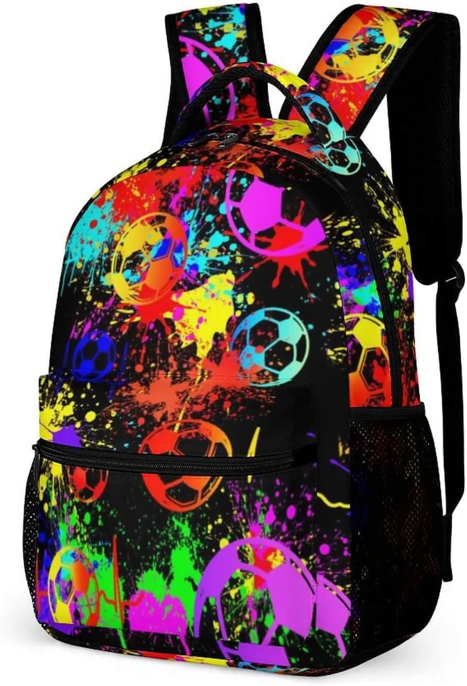 Soccer School Backpack for Kids Girls Boys, 16 Inch Cool Soccer Themed Bookbag, Personality School Backpack for Students Children, sustainable, Lightweight, Large Capacity