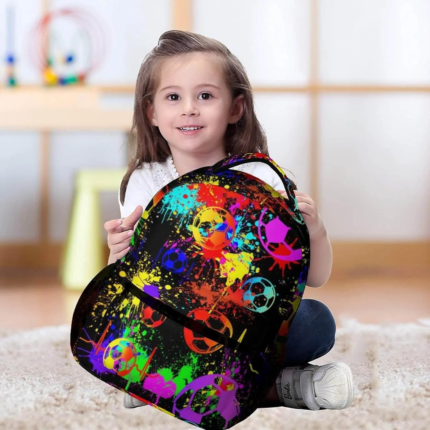Soccer School Backpack for Kids Girls Boys, 16 Inch Cool Soccer Themed Bookbag, Personality School Backpack for Students Children, sustainable, Lightweight, Large Capacity