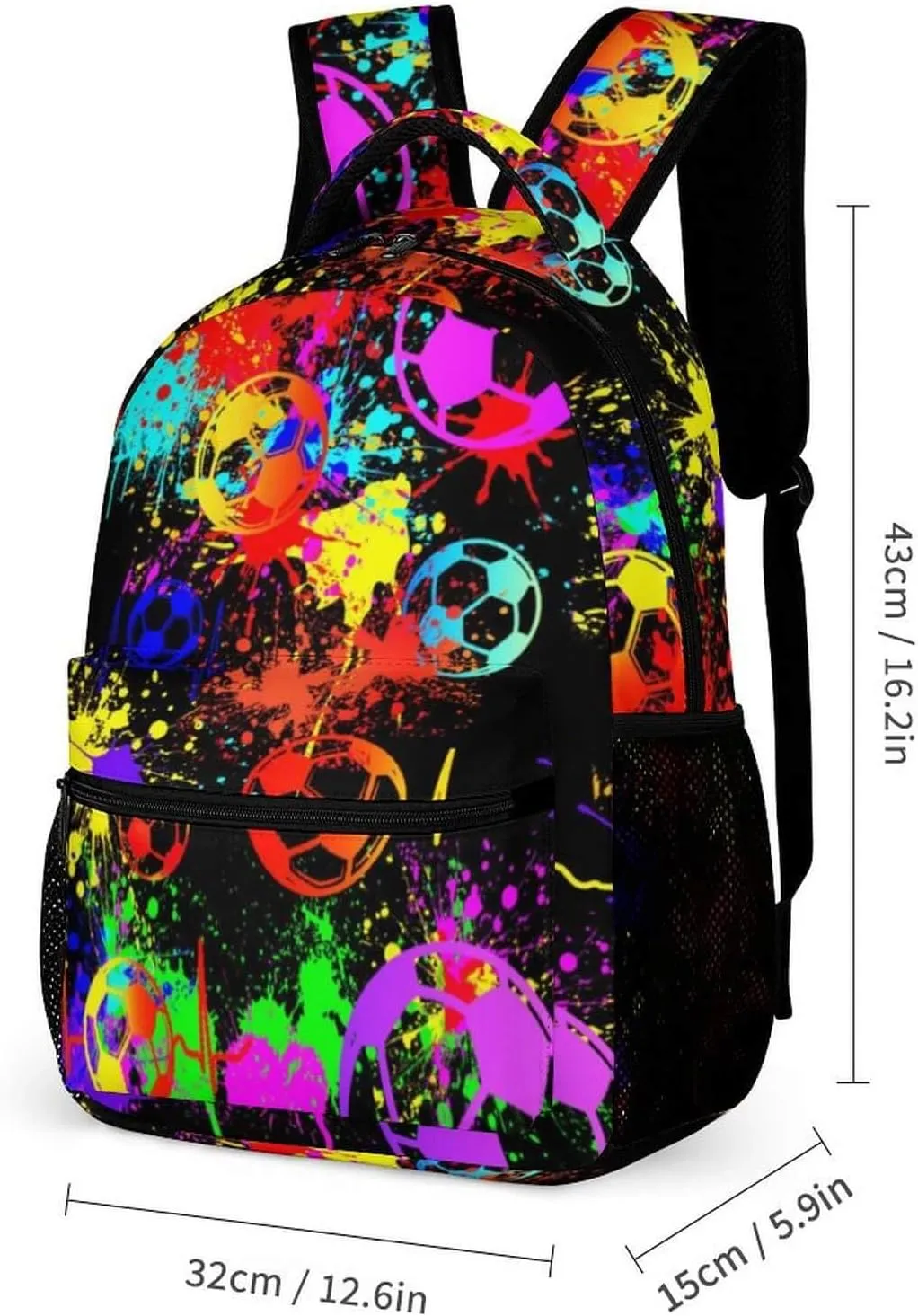 Soccer School Backpack for Kids Girls Boys, 16 Inch Cool Soccer Themed Bookbag, Personality School Backpack for Students Children, sustainable, Lightweight, Large Capacity