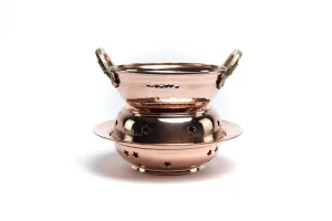 Solid Copper Oil Warmer Pot Set – Ayurvedic Massage Bowl with Stand – Abhyanga Spa Accessory – Unique Father’s Day Gift for Dad, Husband, or Men
