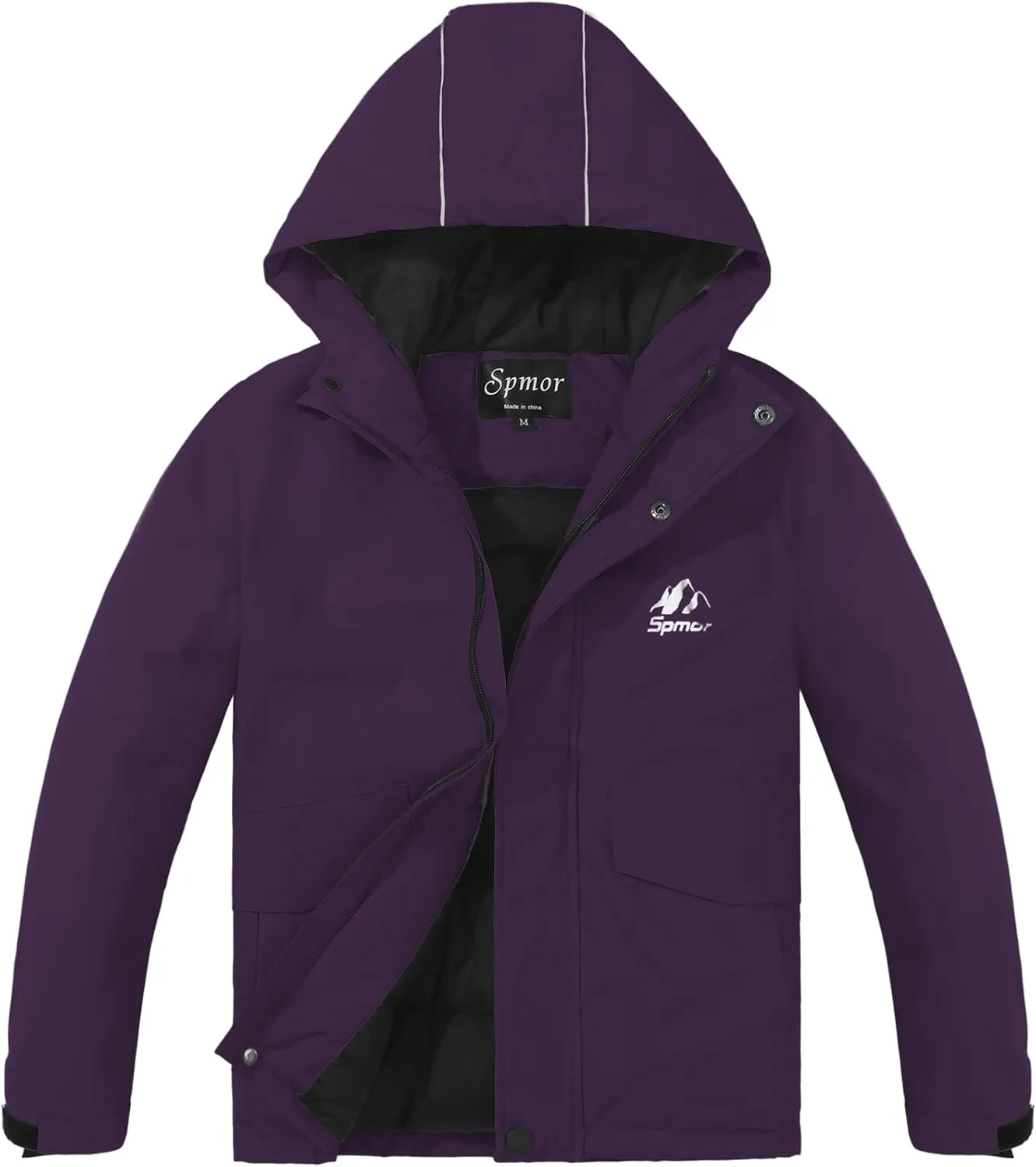Spmor Boys Girls Waterproof Ski Jacket Hooded Snowboard Coat Windproof Winter Snow Outwear